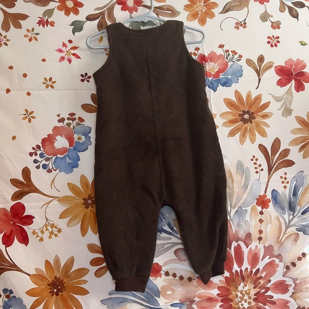 Vintage Oshkosh Baby Infant 12M Bunny Raccoon Fleece Button Fall Cozy Overalls